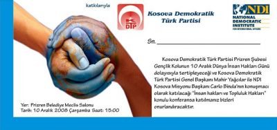 İnsan ve Topluluk Hakları Konferansı Bugün Prizren’de Yapılacak