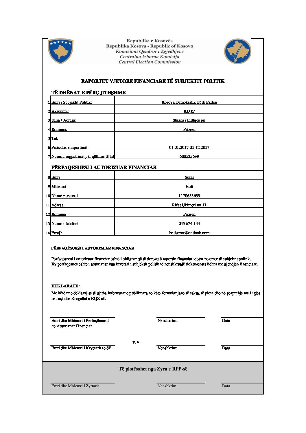 2017 KDTP Finansal Raporu