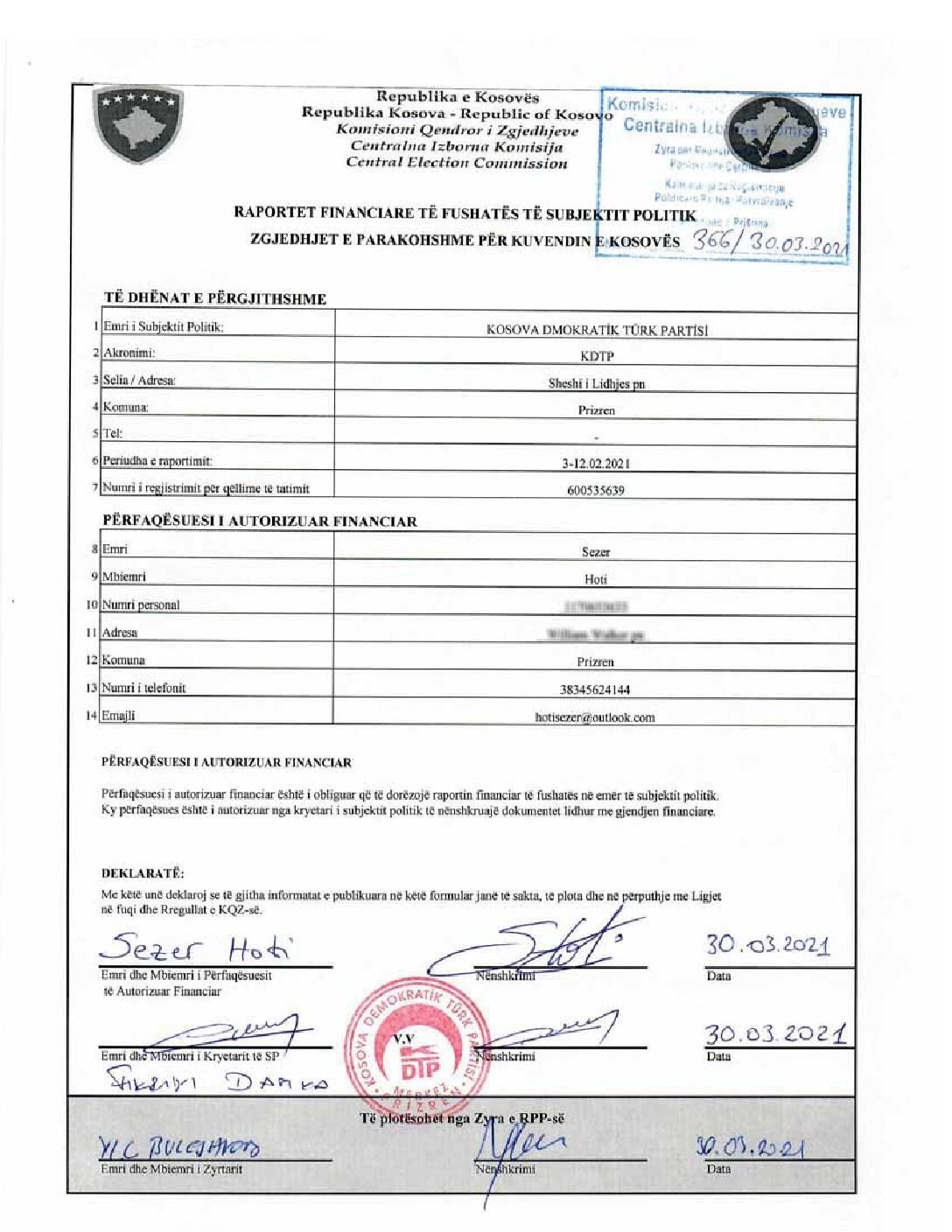 2021 KDTP Erken Genel Secimler