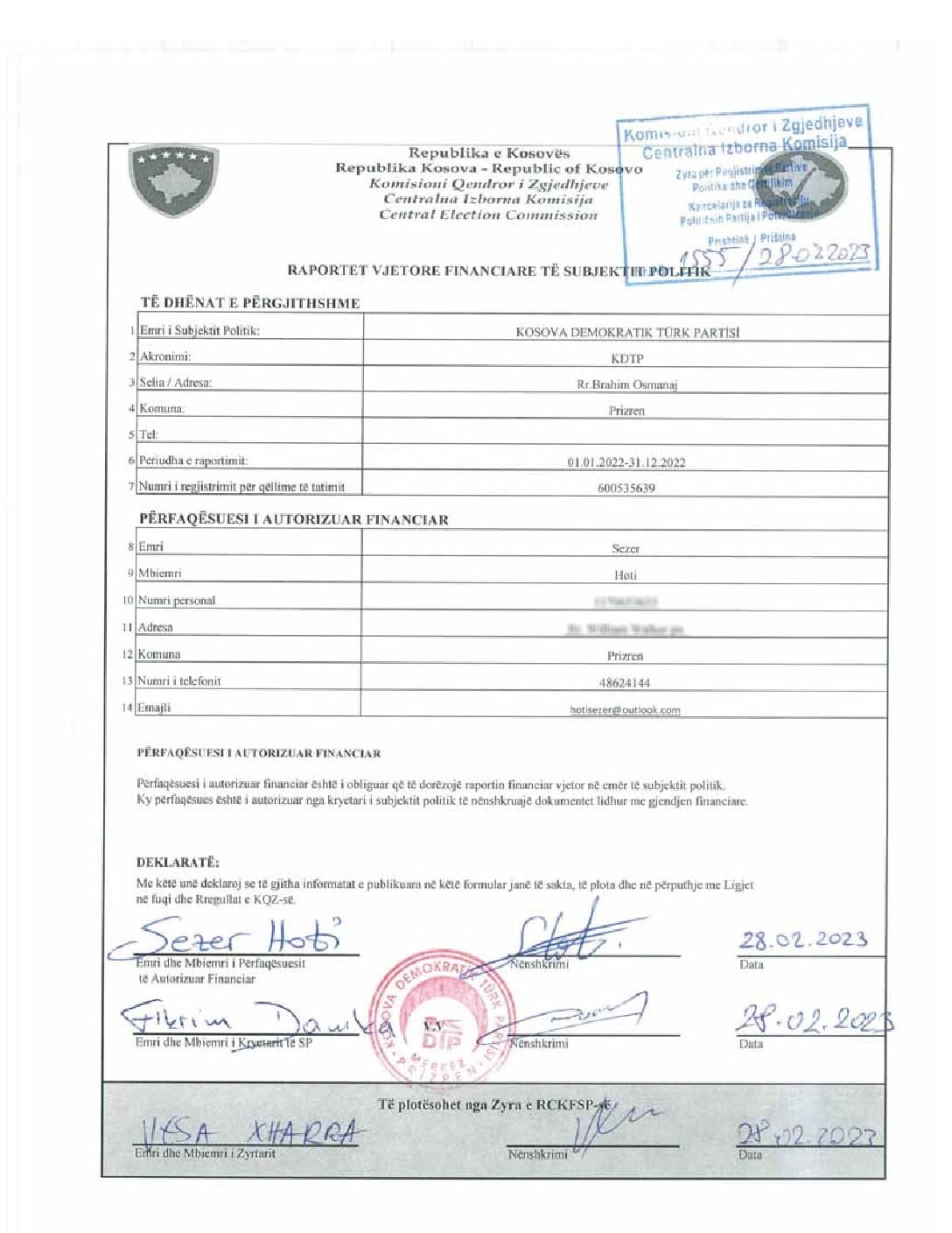 2022 KDTP Finansal Raporu